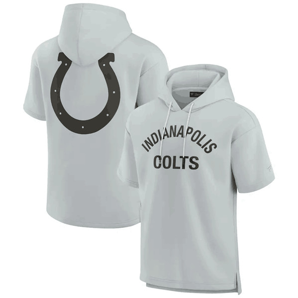 Men's Indianapolis Colts Gray Super Soft Fleece Short Sleeve Hoodie
